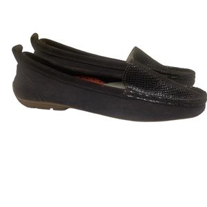 Leather Snakeskin Print CC Resorts Brown Comfortable Loafer Flats Size 39 Or 8.5